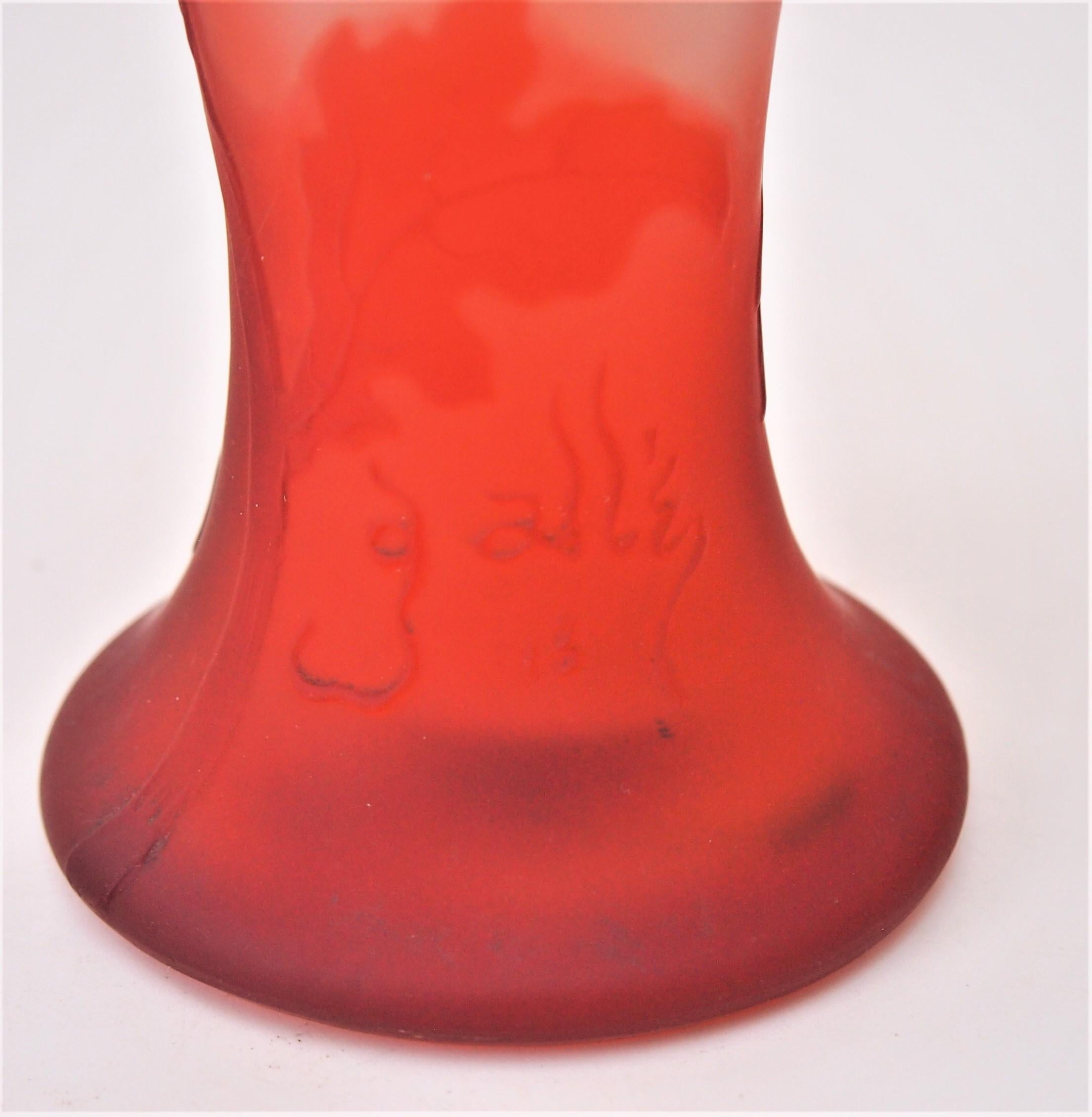 Art Glass French Art Nouveau Emile Galle Cameo Glass Limited Edition Vase, circa 1900 For Sale