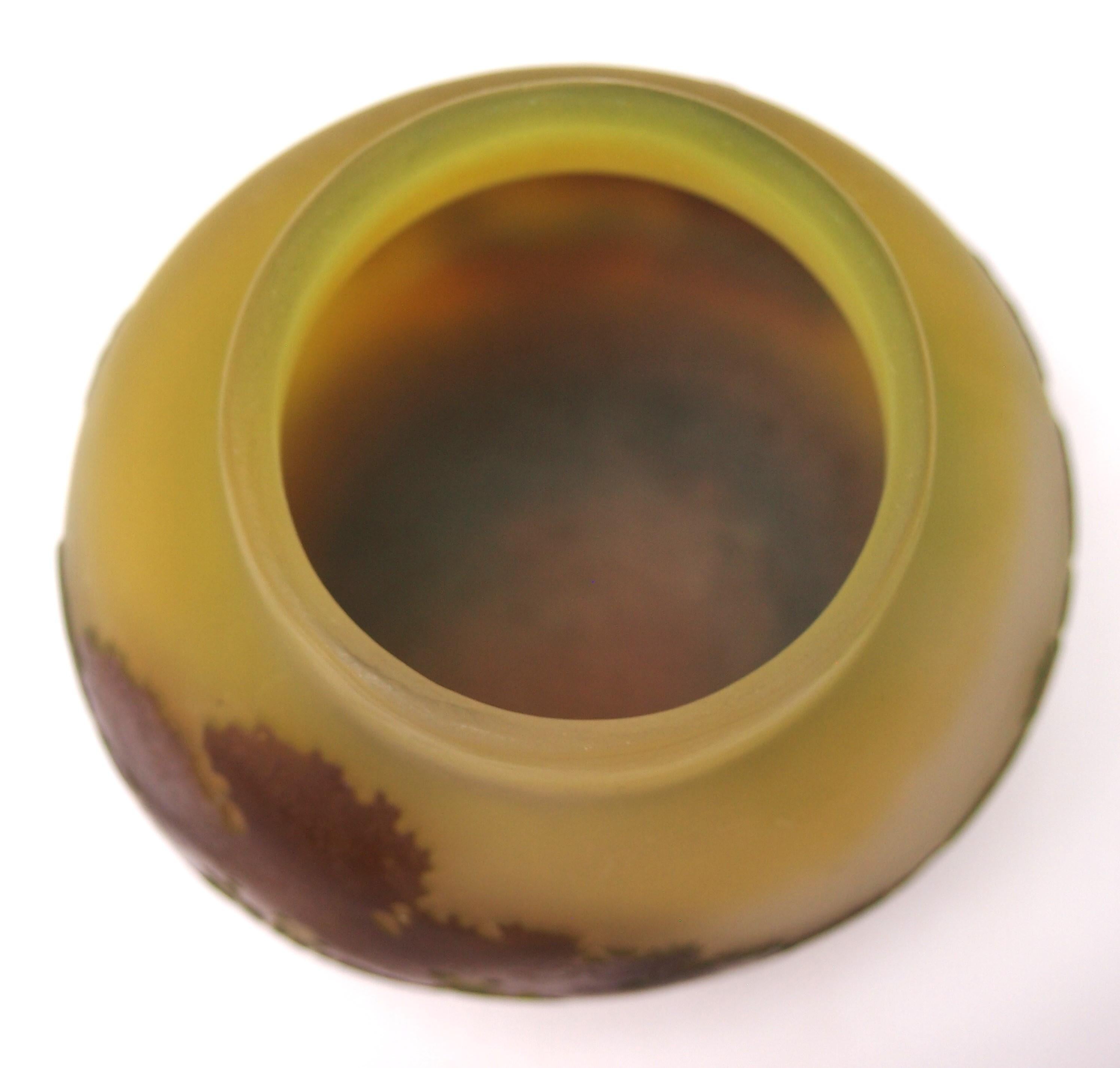Verre d'art Verre camée français Art Nouveau Emile Galle  Vase paysage MISTI c1910 en vente