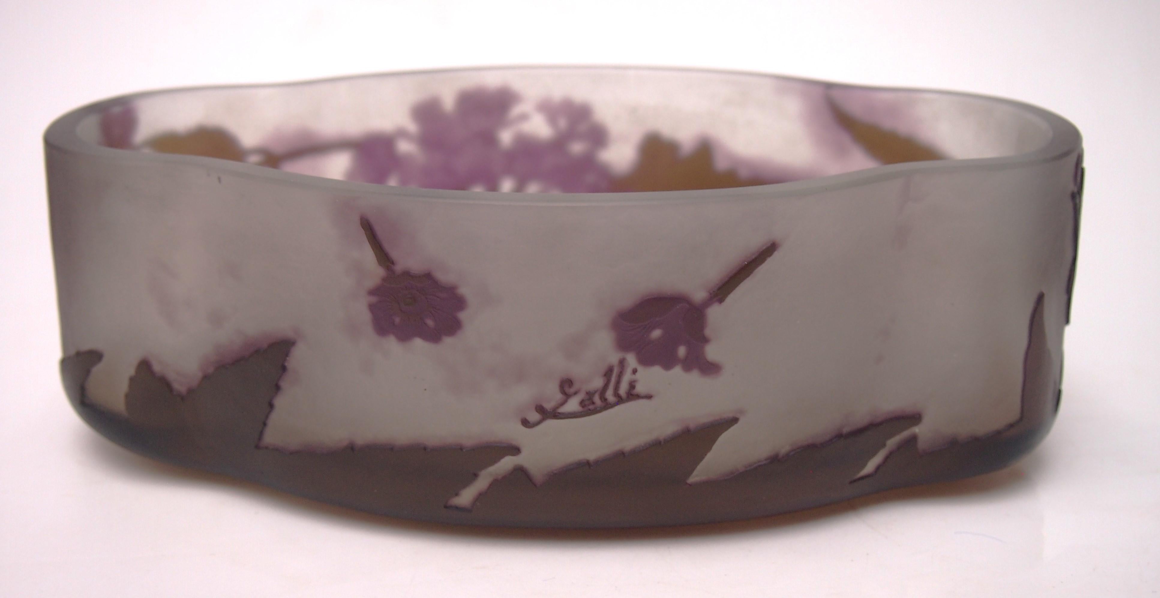 Jardinera francesa Art Nouveau Emile Galle Cristal camafeo Flor de verbena c1908 en Bueno estado para la venta en Worcester Park, GB