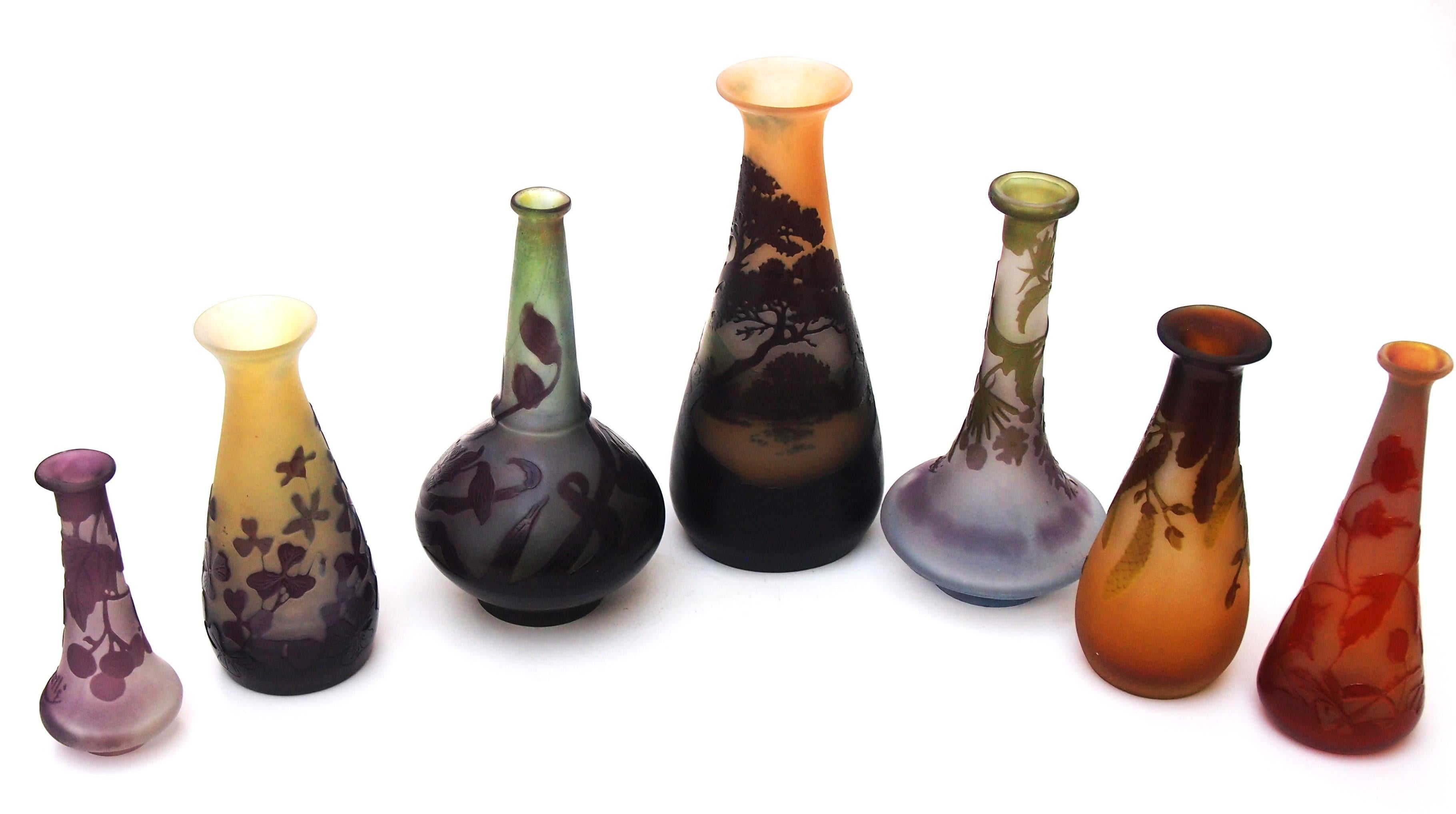 Französische Jugendstilvase Emile Galle Kamee Pfirsich Frühmorgenlandschaft Vase um 1908 im Angebot 3