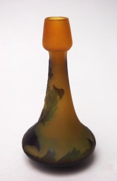 French Art Nouveau Emile Galle Medium/Small Cameo Glass Vase with Wild Flowers