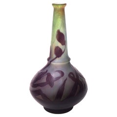 French Art Nouveau Emile Galle Medium/Small Cameo Glass Vase with Wild Flowers