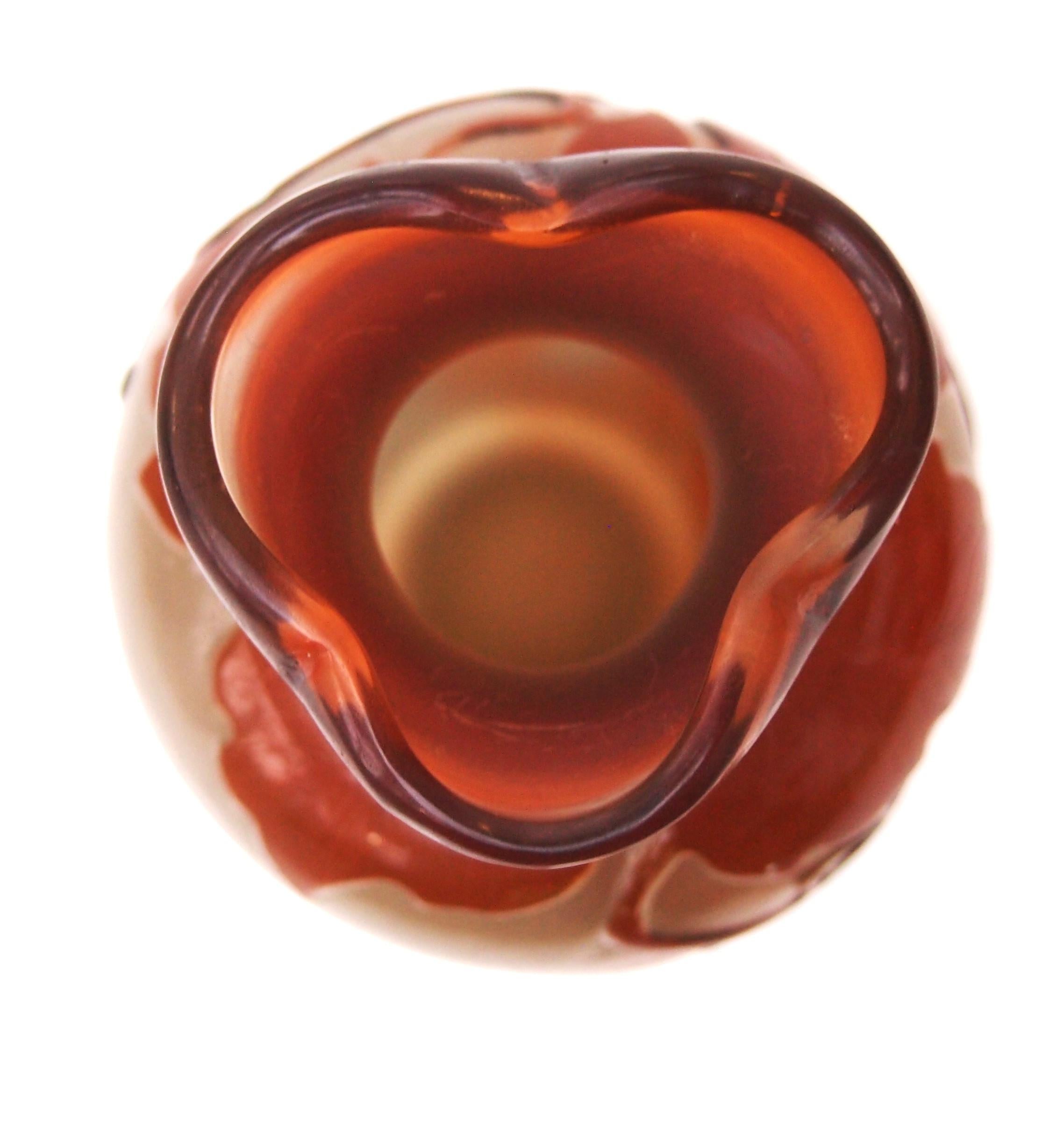 French Art Nouveau Emile Galle Orange Fire Polished Glass Vase C1899 For Sale 1