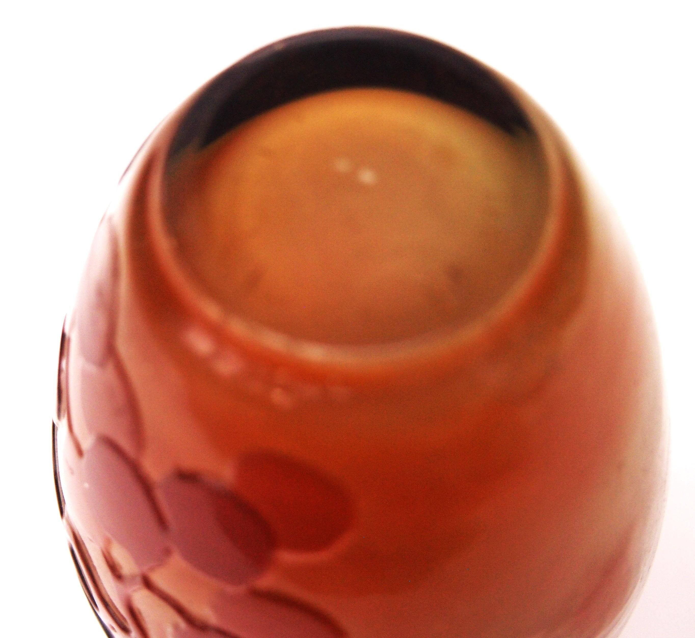 French Art Nouveau Emile Galle Orange Fire Polished Glass Vase C1899 For Sale 2