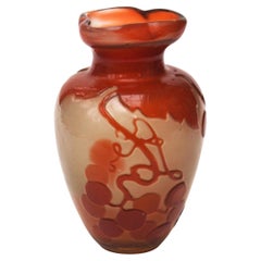 Vaso in vetro lucido francese Art Nouveau Emile Galle Orange Fire C1899