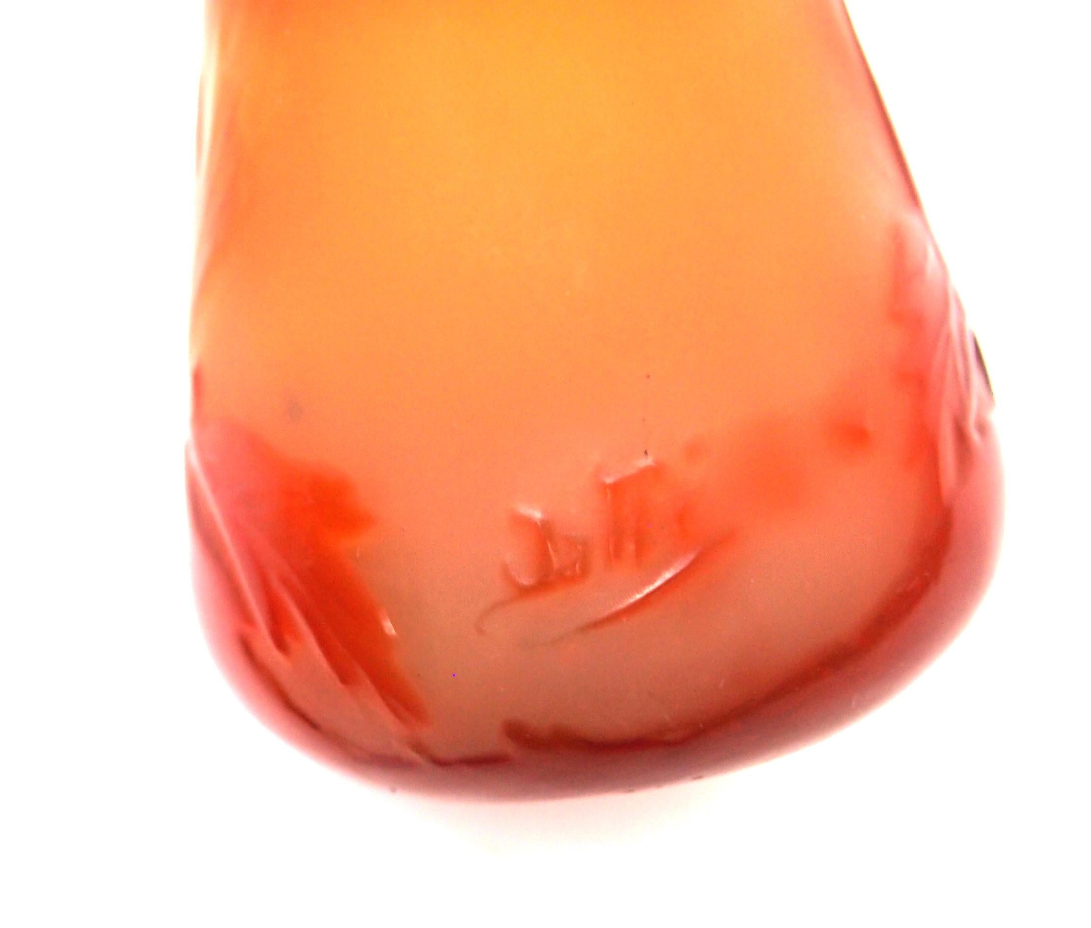 French Art Nouveau Emile Galle Small Cameo Glass Vase with Wild Flowers For Sale 2