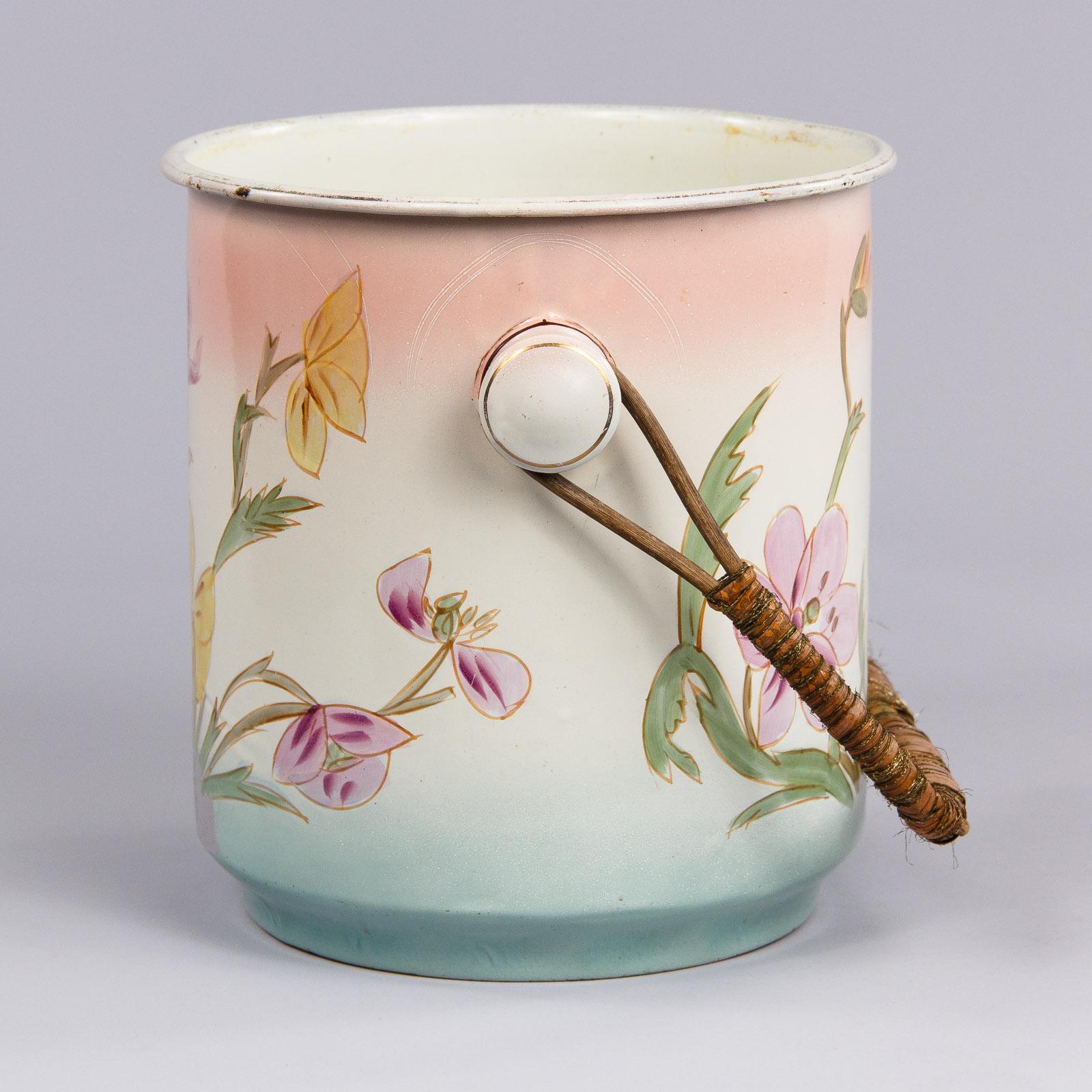 French Art Nouveau Enamel Bucket, 1910s 6