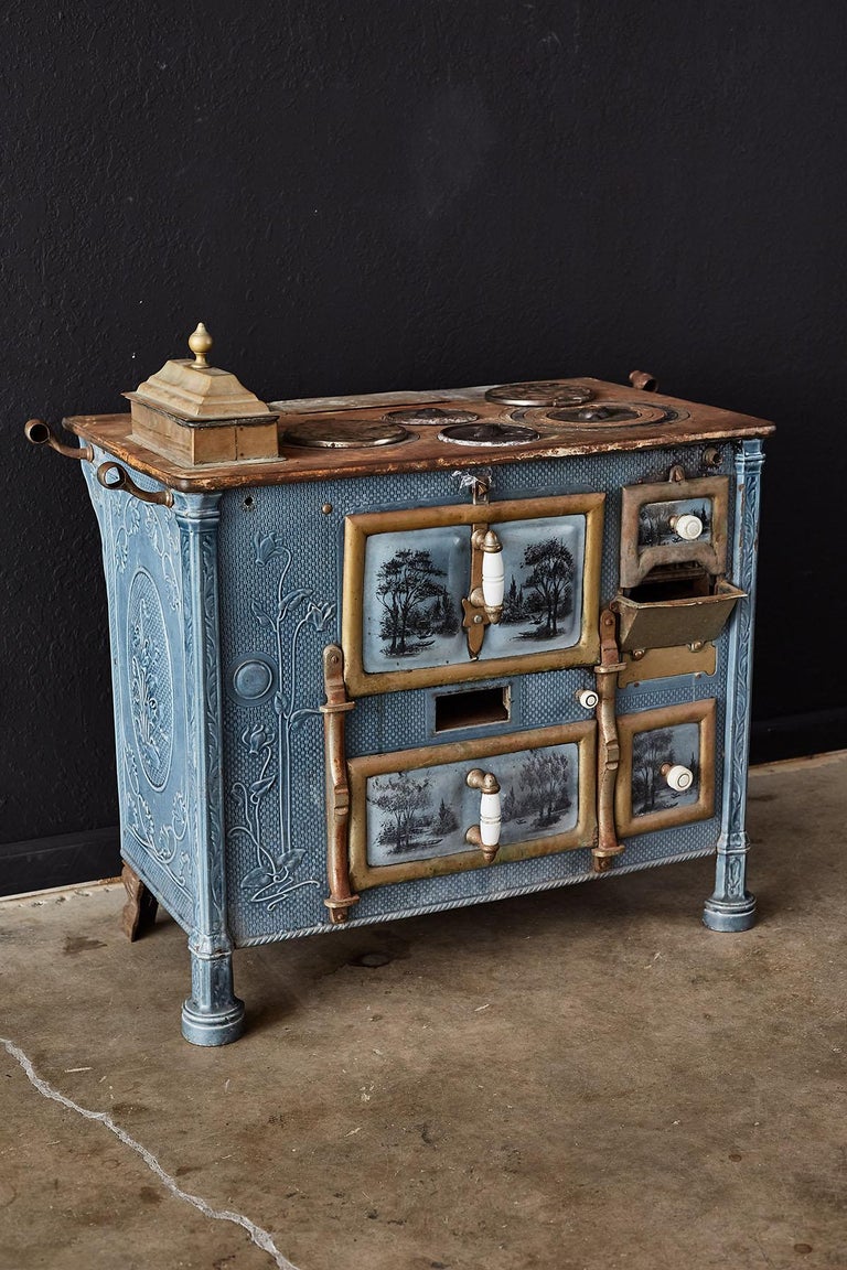 French Art Nouveau Enameled Blue Stove or Oven at 1stDibs art deco stove, french stove, blue