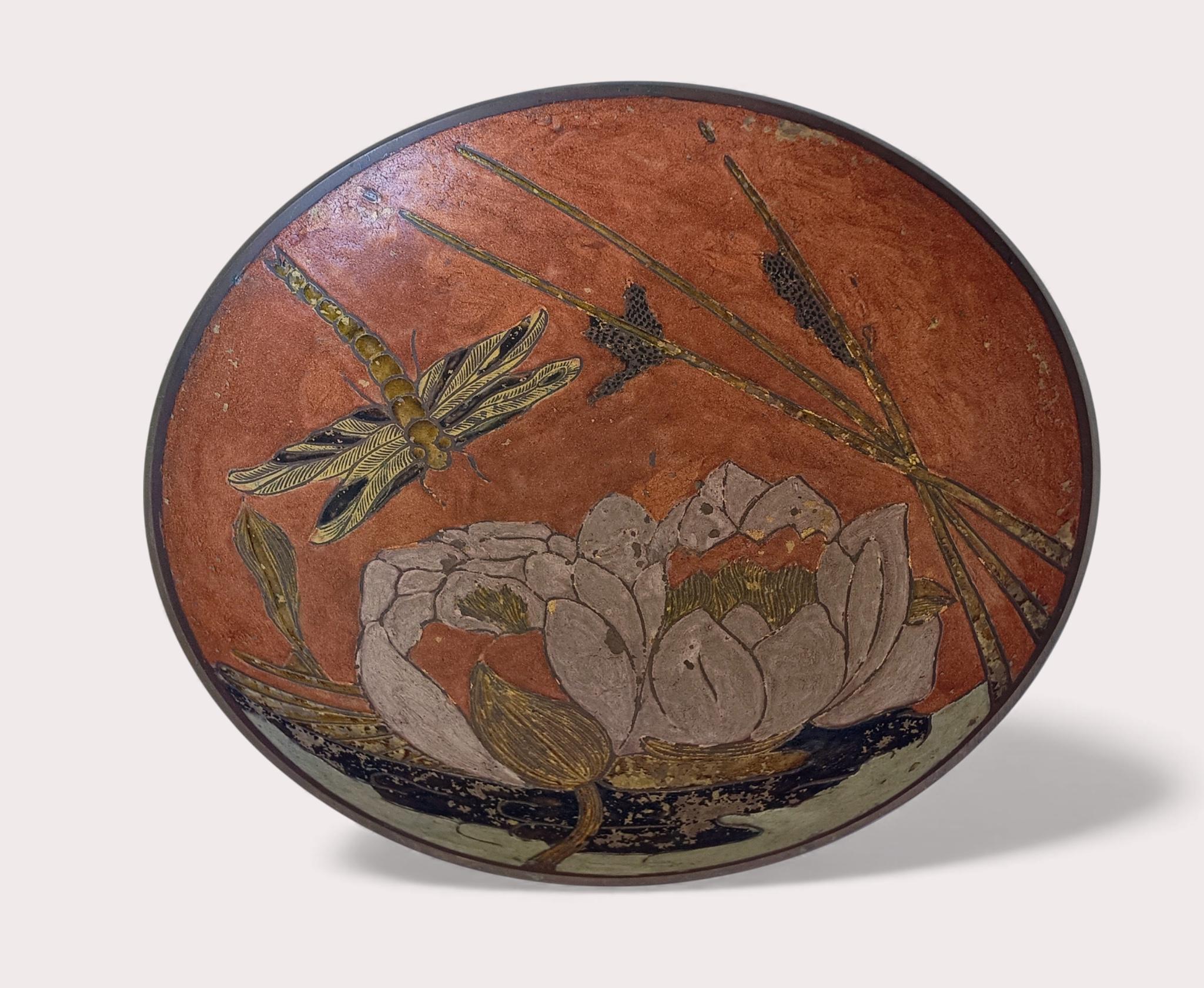 Francese Ciotola francese in stile Art Nouveau smaltata (Cloisonné), 1900 circa in vendita