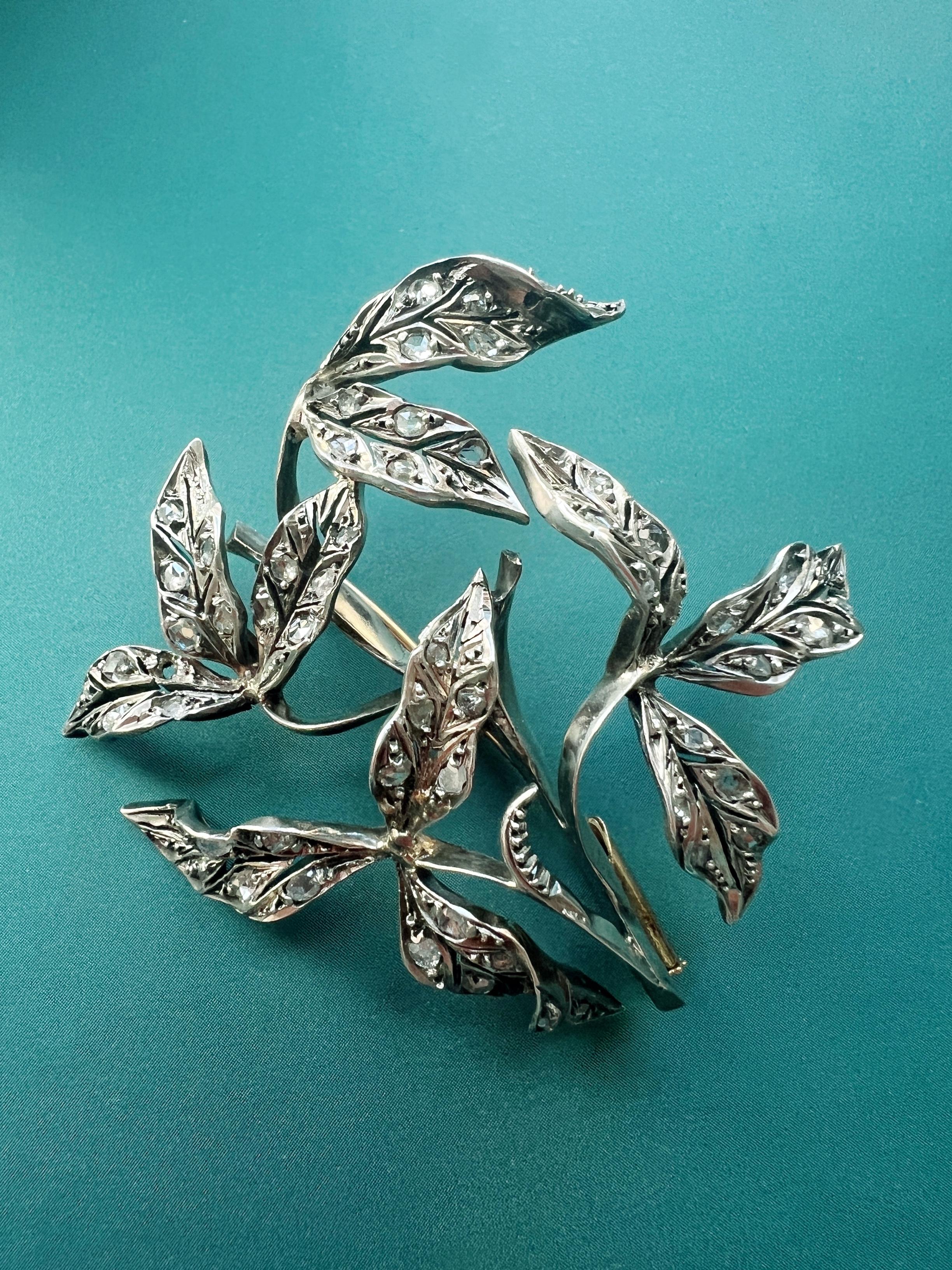 This magnificent Art Nouveau era brooch captures perfectly the quite power of the leaves and the tension of their short life. We love how each of the leaves is individually “sculptured” with its own characteristics, bringing extraordinary vitality