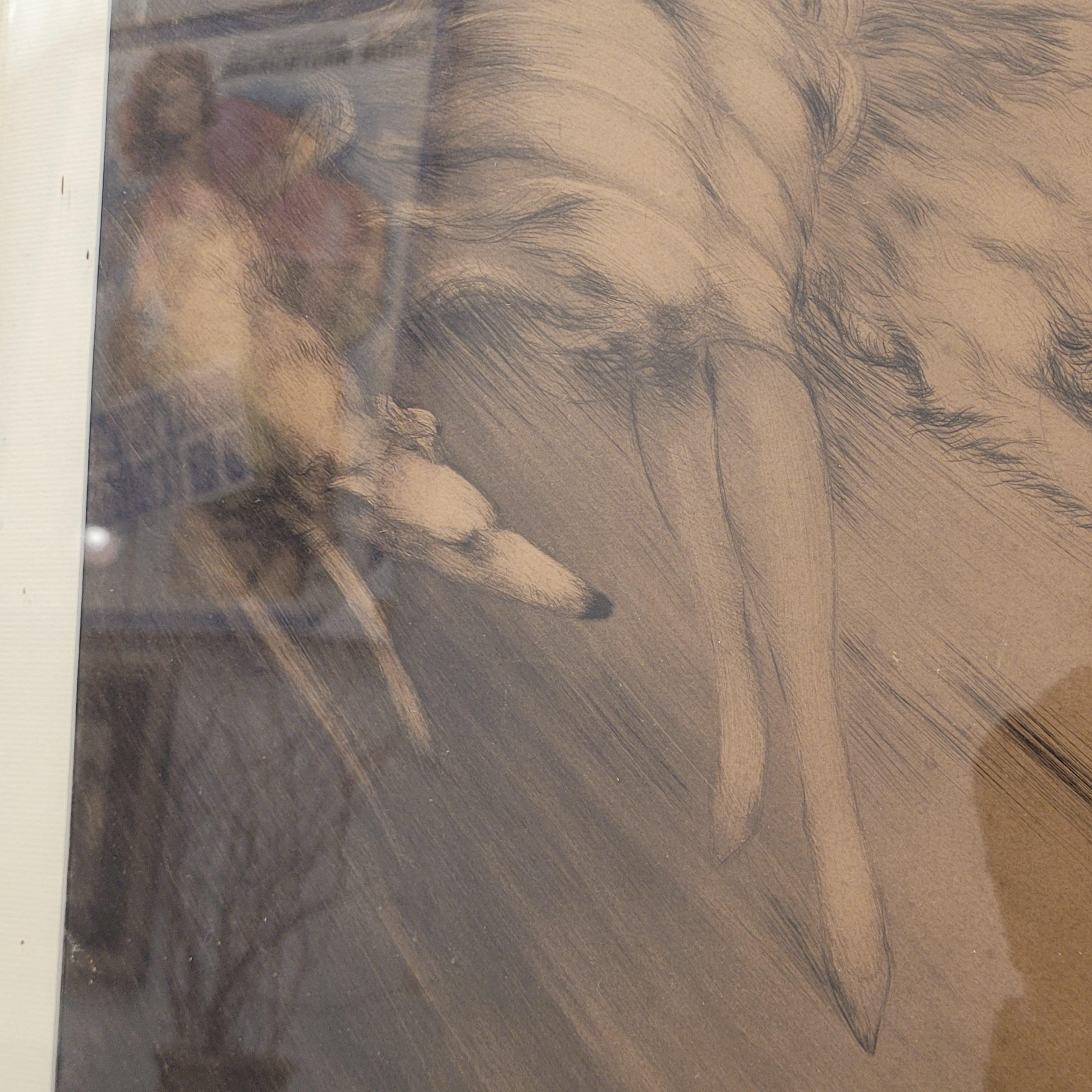 French Art Nouveau  Etching, “Young man with greyhounds” Louis Icart 5