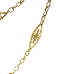 French Art Nouveau Fancy Chain Link Chain Necklace in 18 Karat YG 40 Inch Length