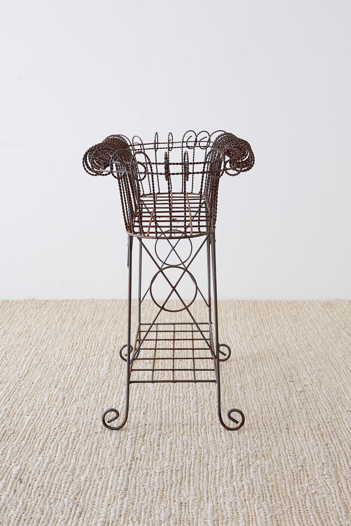 French Art Nouveau Faux-Rope Wire Plant Stand 4