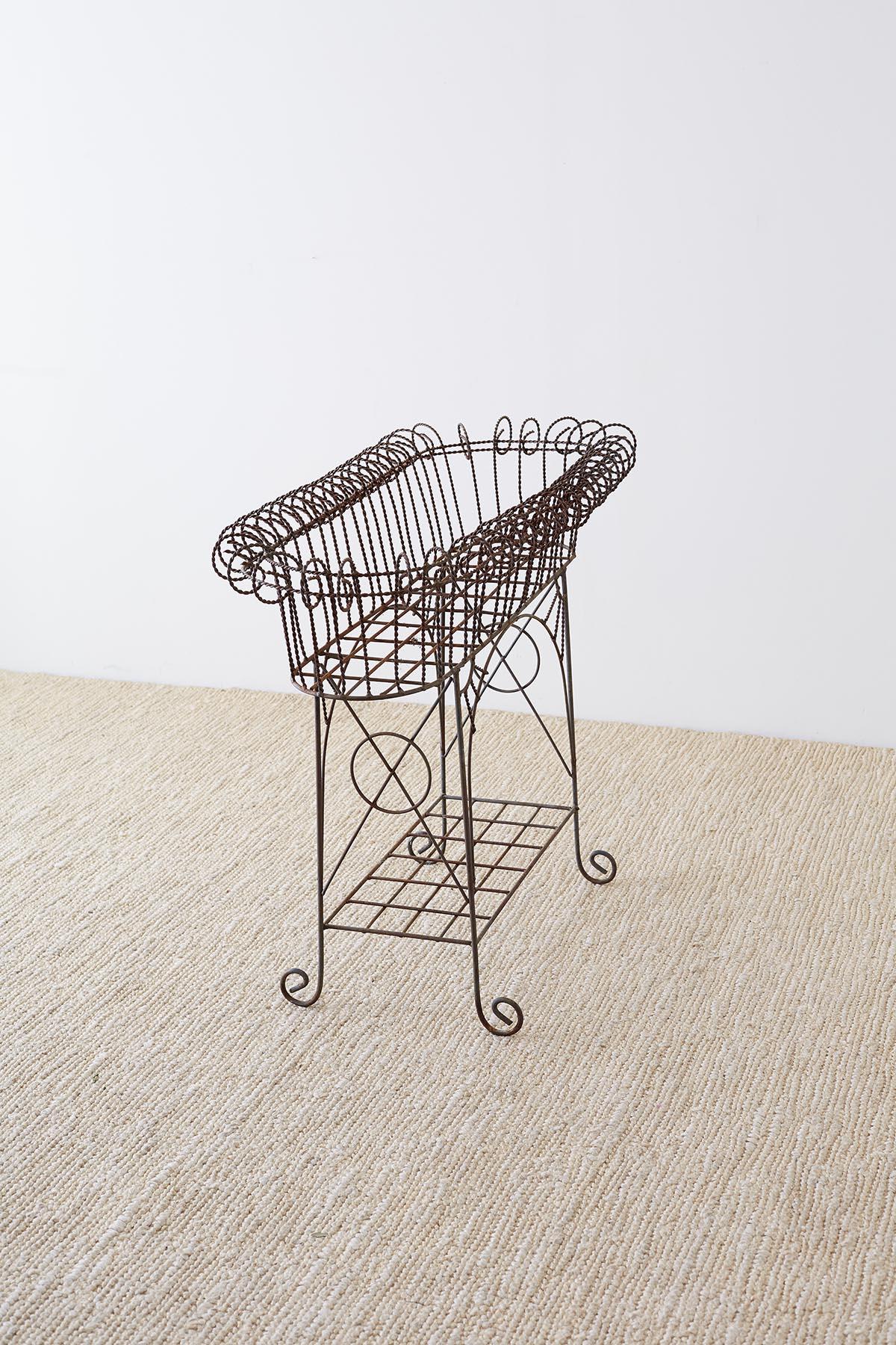 French Art Nouveau Faux-Rope Wire Plant Stand 5