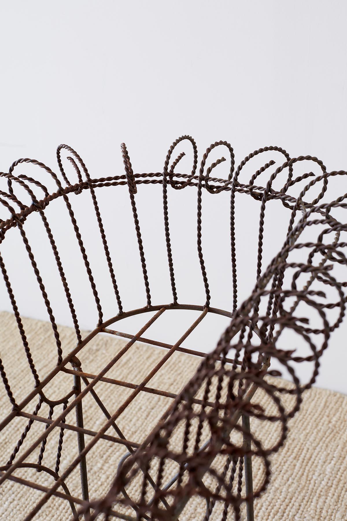 French Art Nouveau Faux-Rope Wire Plant Stand 6