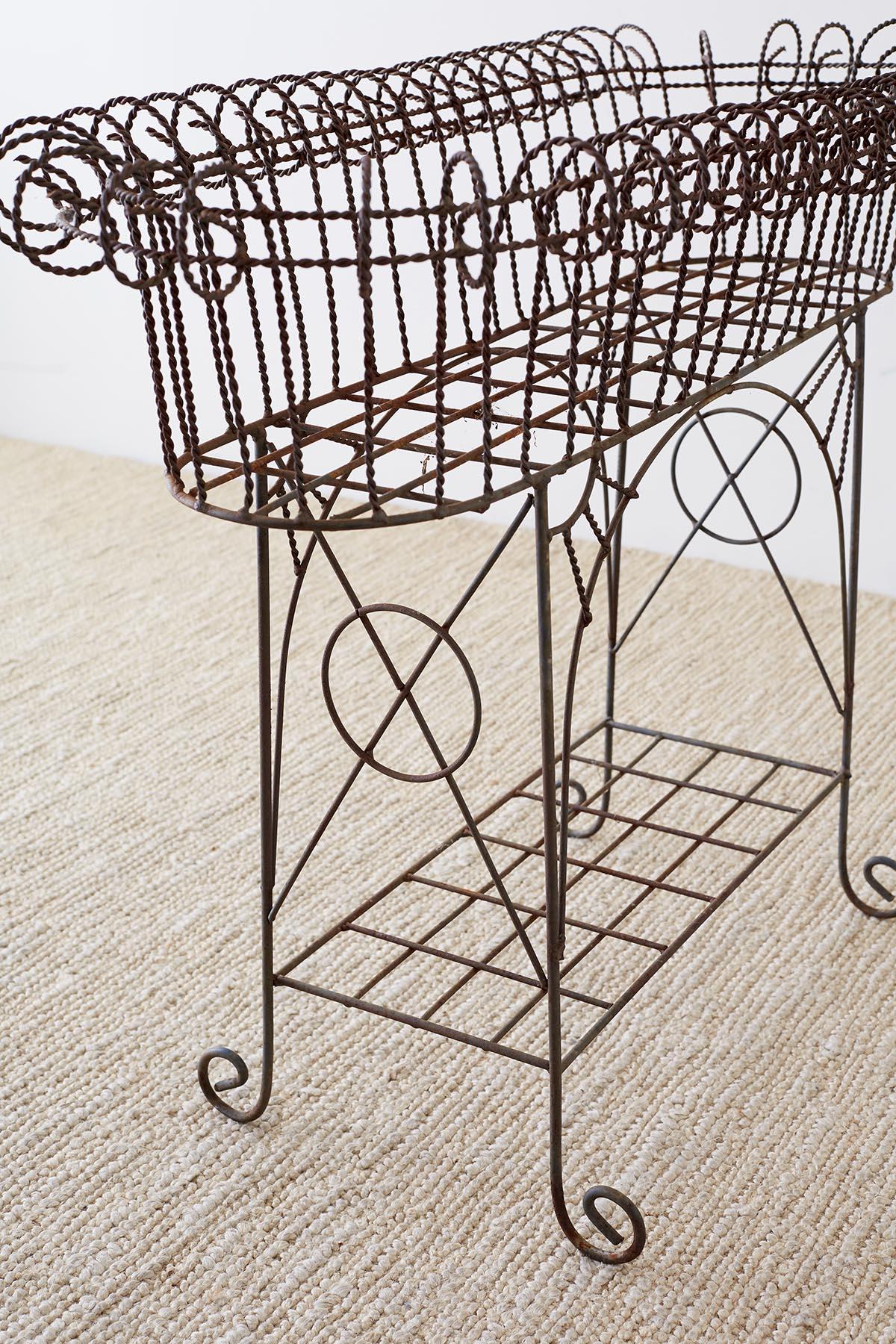 French Art Nouveau Faux-Rope Wire Plant Stand 8