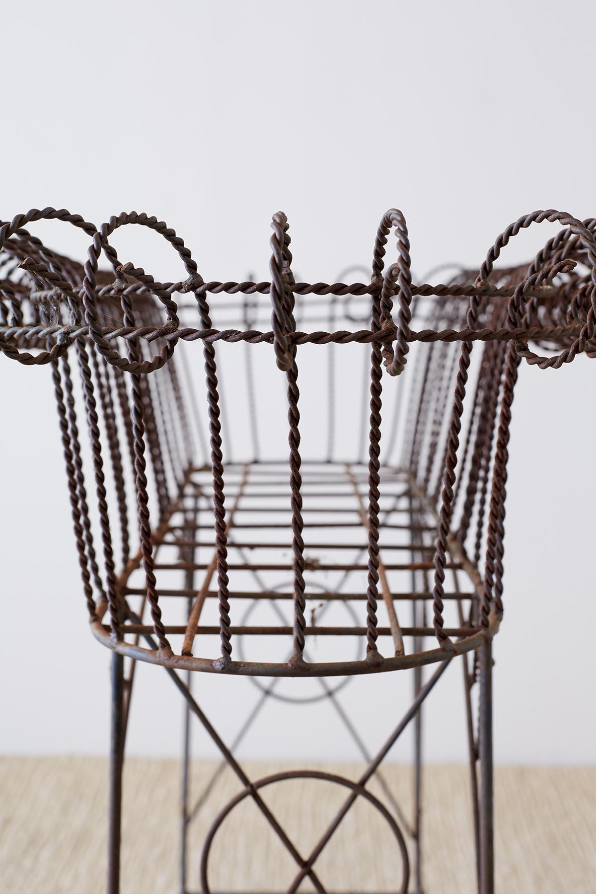 French Art Nouveau Faux-Rope Wire Plant Stand 9