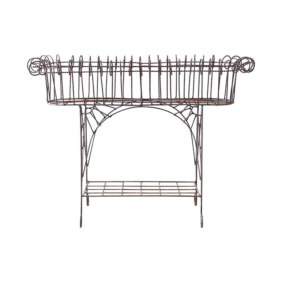 French Art Nouveau Faux-Rope Wire Plant Stand