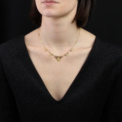 French Art Nouveau Fine Pearl 18 Karat Yellow Gold Drapery Necklace