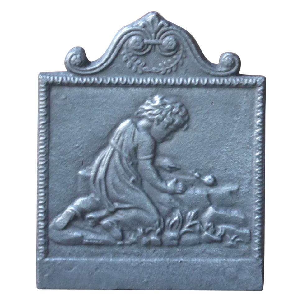 French Art Nouveau Fireback with a Rural Scene