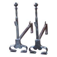 French Art Nouveau Firedogs or Andirons