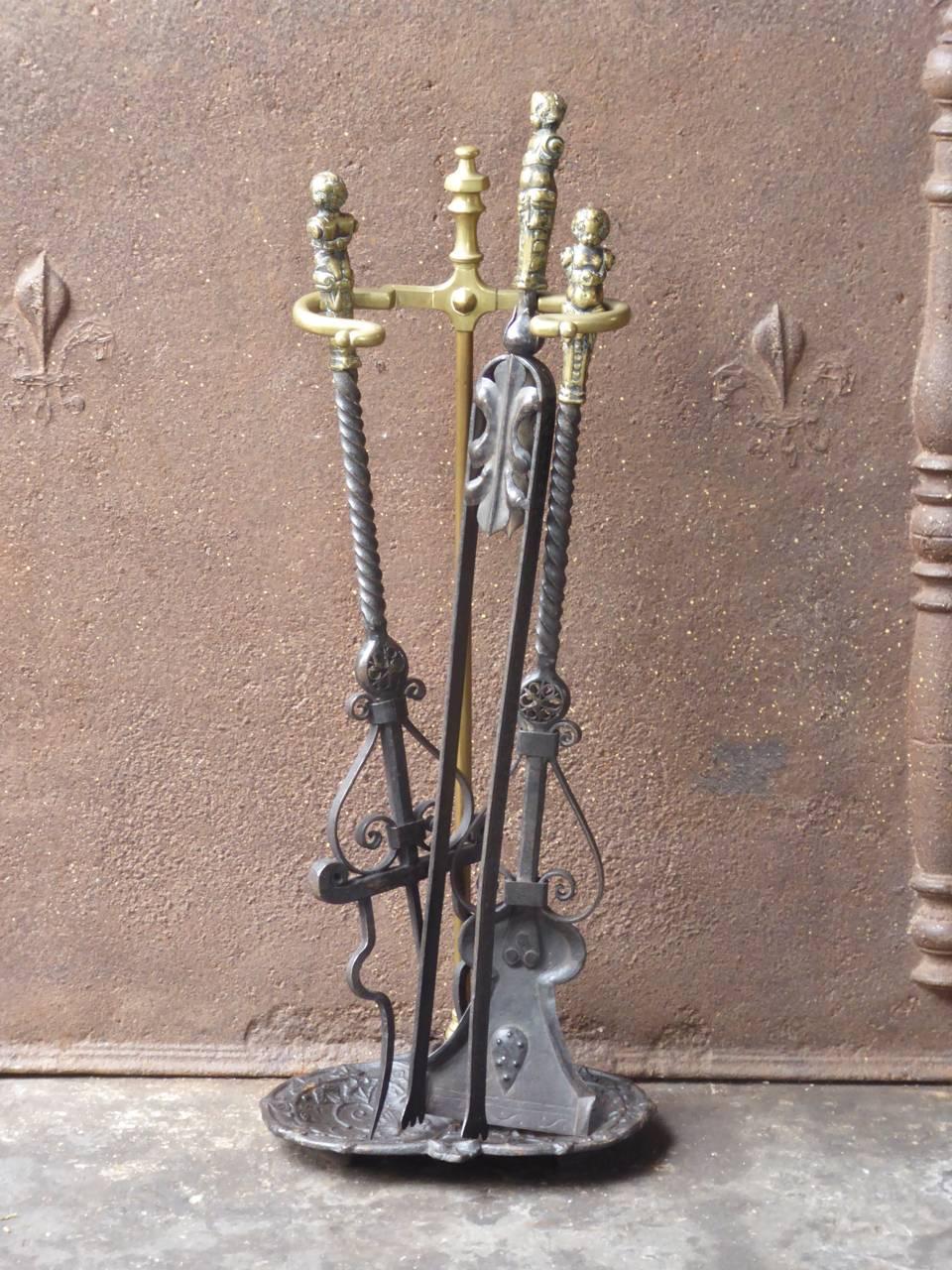 Early 20th century French Art Nouveau fireplace toolset - fire irons made of wrought iron, brass and bronze.

We have a unique and specialized collection of antique and used fireplace accessories consisting of more than 1000 listings at 1stdibs.
