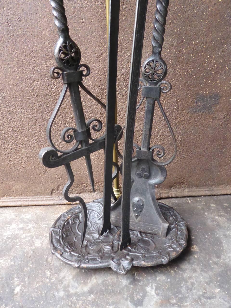 Brass French Art Nouveau Fireplace Tools or Fire Tools