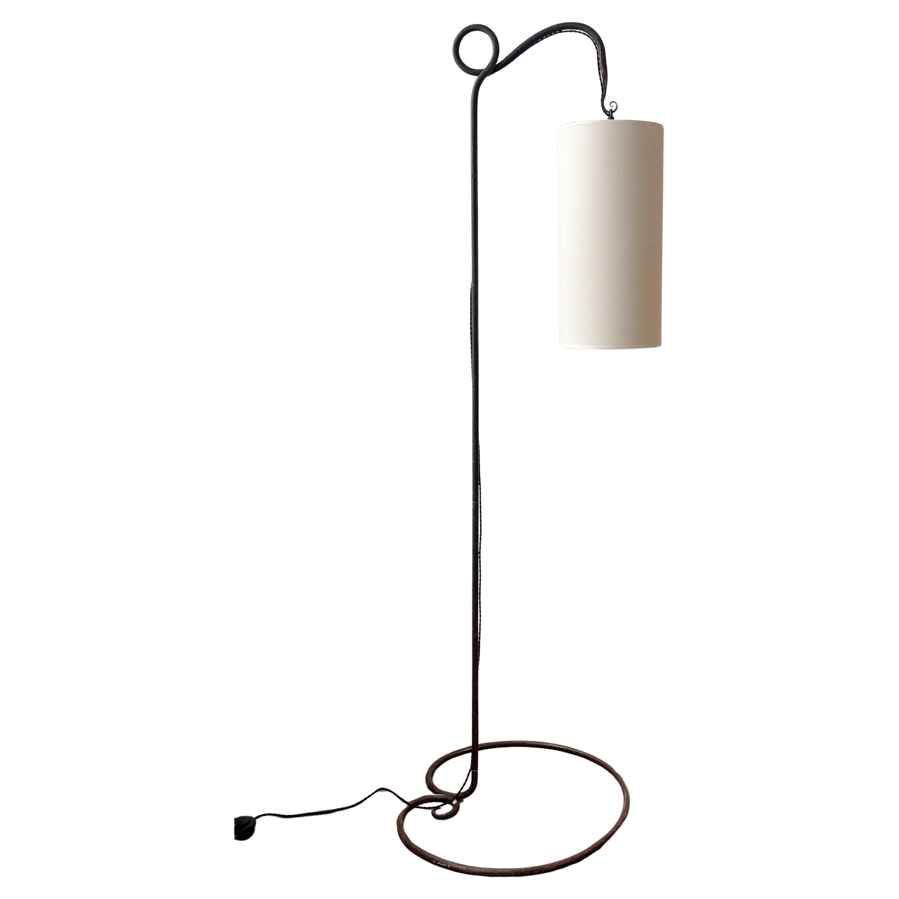 French Art Nouveau Floor Lamp in Wrought Iron For Sale