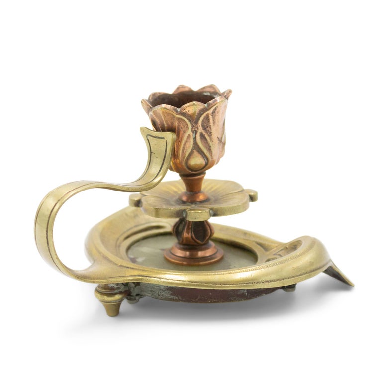 French Art Nouveau Floral Candlestick In Good Condition For Sale In New York, NY