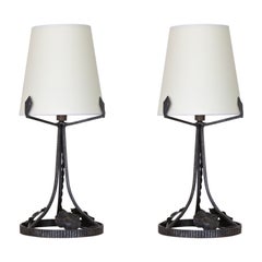 French Art Nouveau Floral Iron Table Lamp
