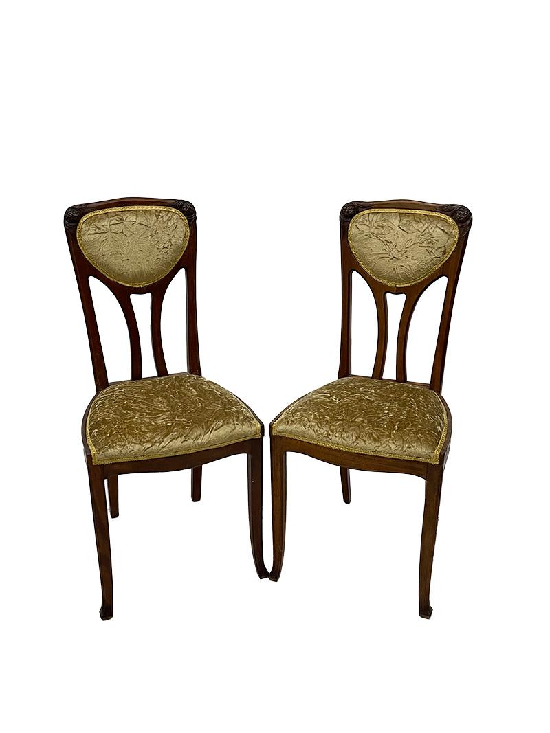 Walnut French Art Nouveau furniture by Louis Chambry, ca 1900