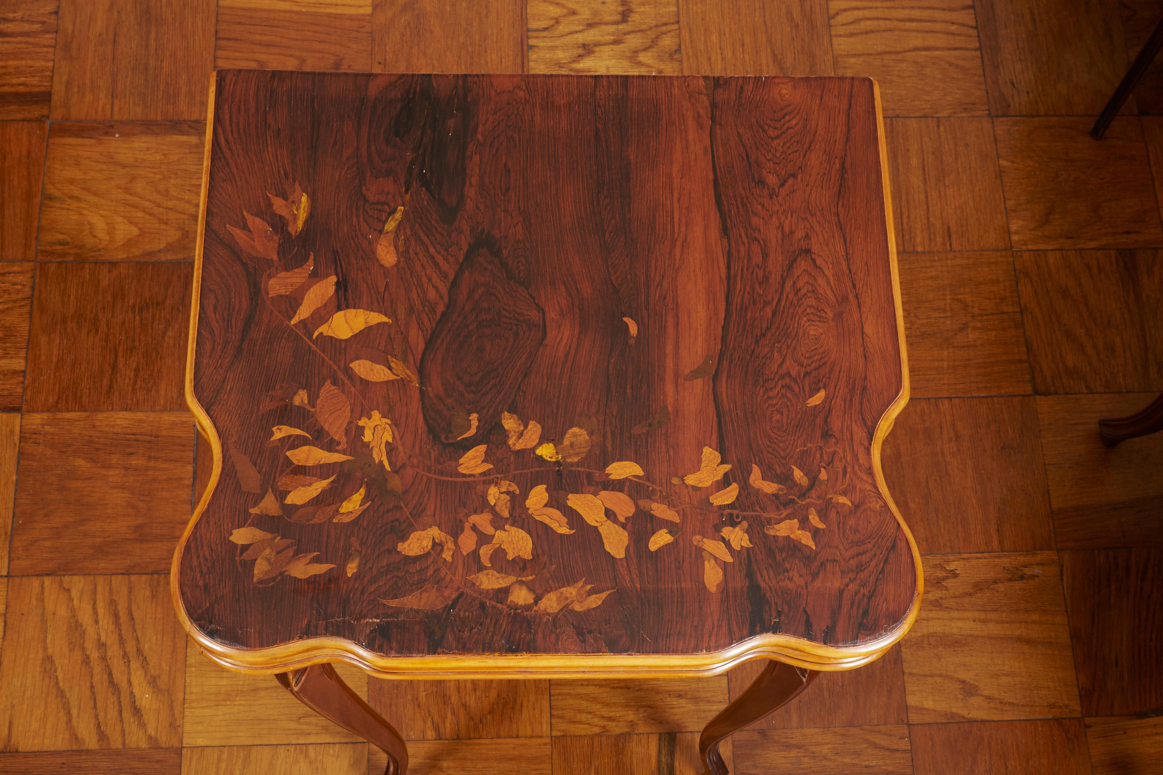 French Art Nouveau game table by Emile Galle.