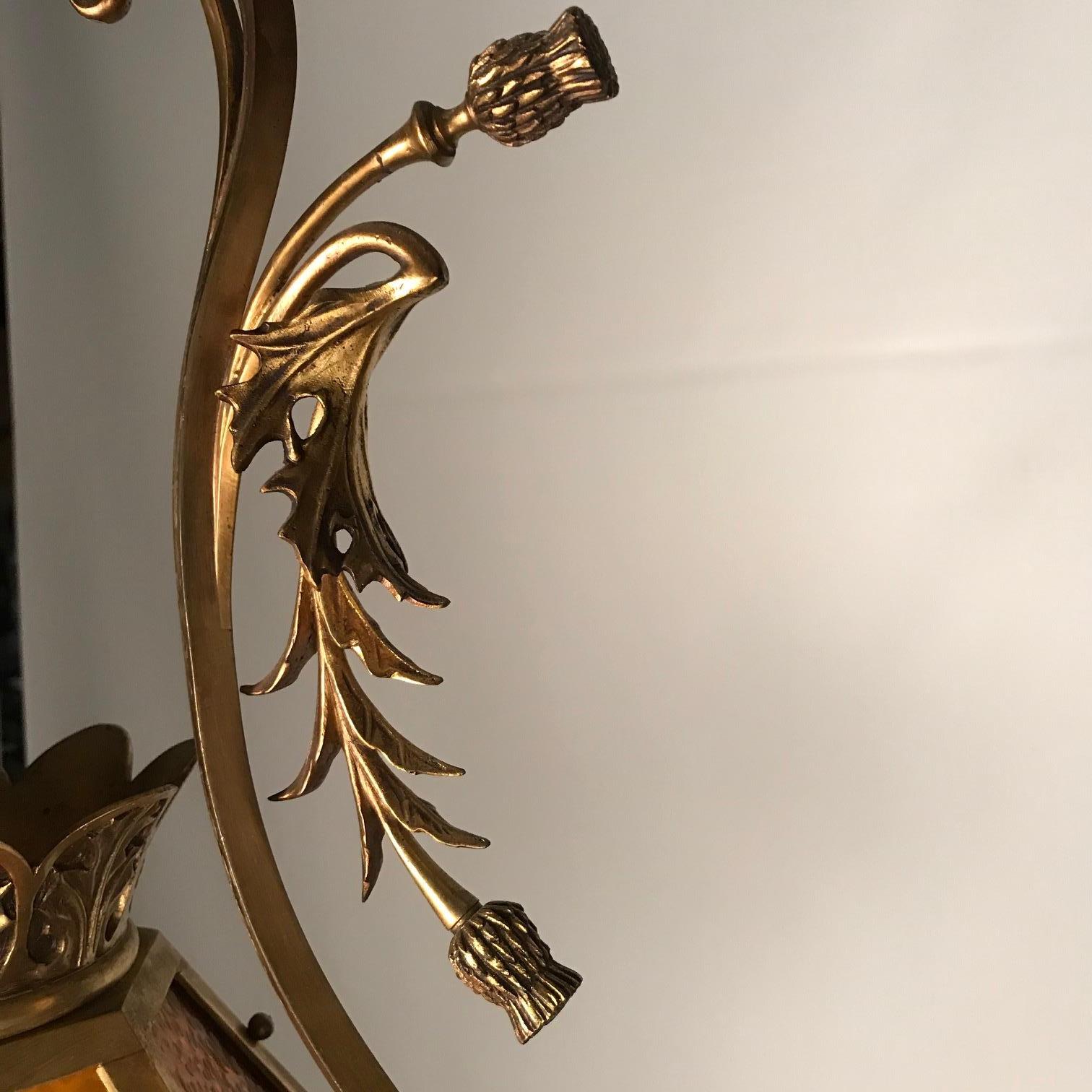 French Art Nouveau Gasolier Type Chandelier In Good Condition In Montreal, QC
