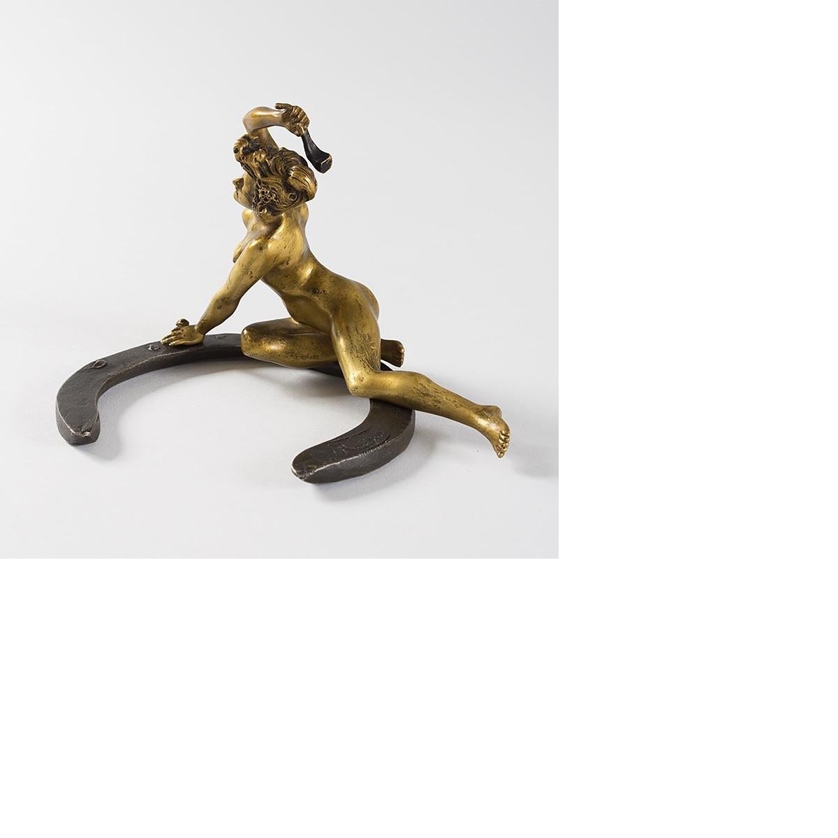 French Art Nouveau Gilt Bronze Desk Weight by Georges Recipon In Excellent Condition In New York, NY