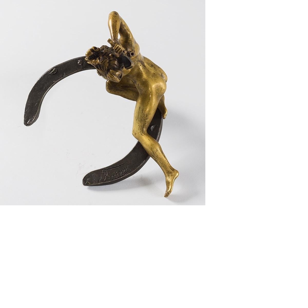Early 20th Century French Art Nouveau Gilt Bronze Desk Weight by Georges Recipon