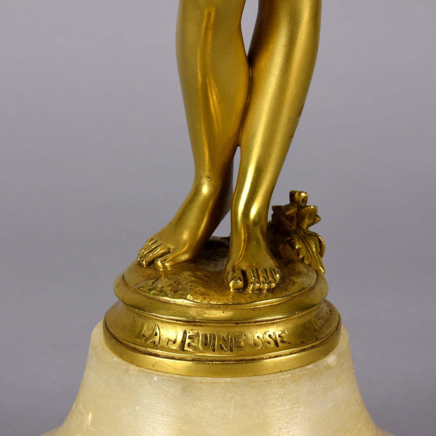 French Art Nouveau Gilt Bronze Figure 