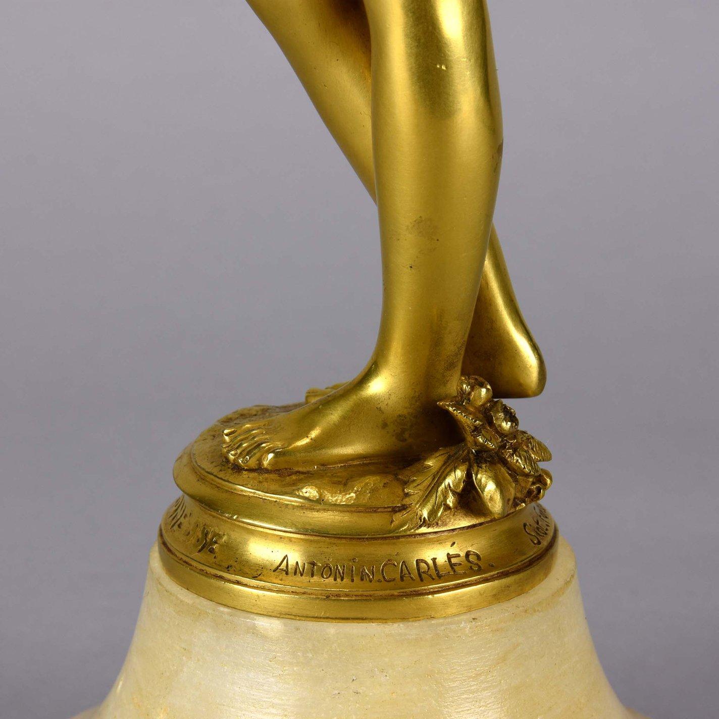 French Art Nouveau Gilt Bronze Figure 