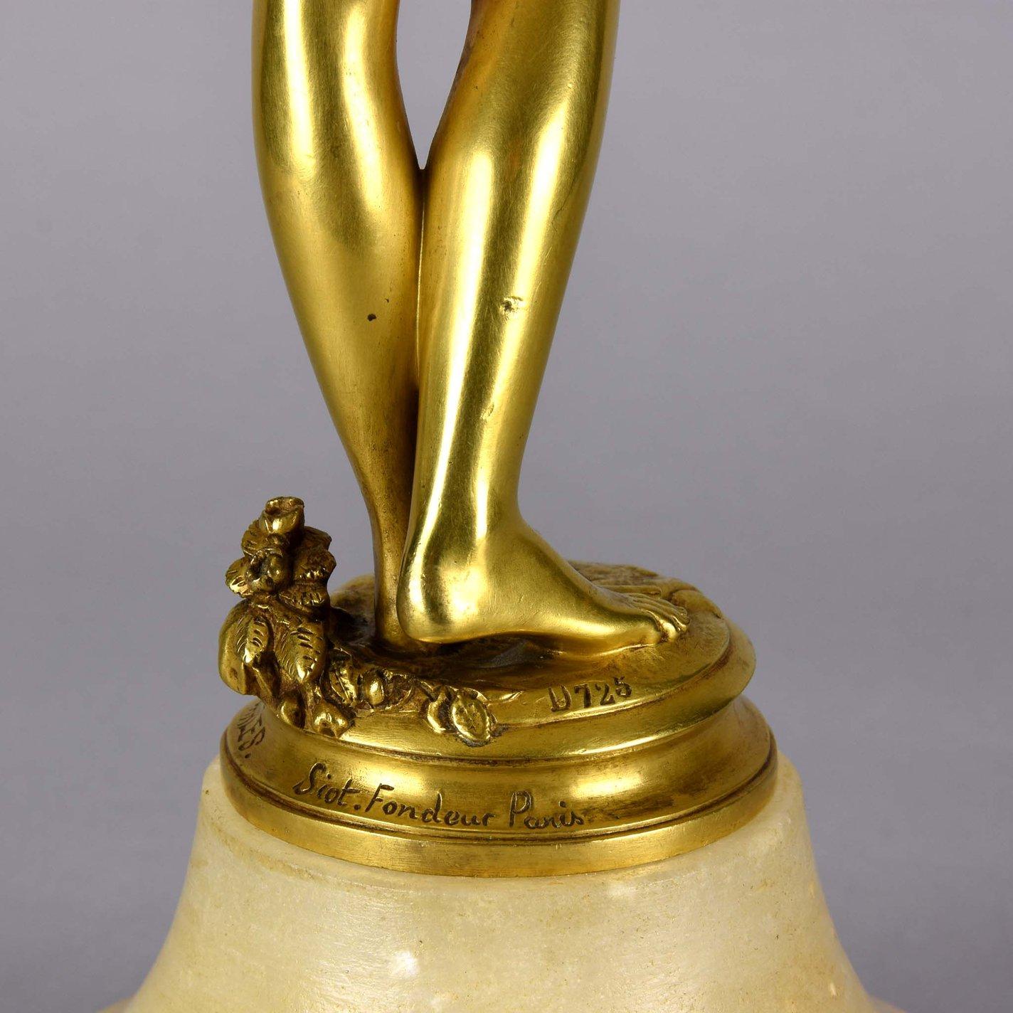 French Art Nouveau Gilt Bronze Figure 