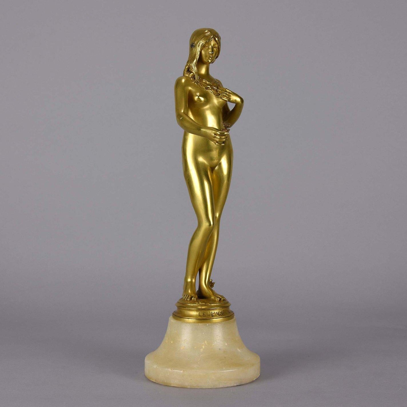 Cast French Art Nouveau Gilt Bronze Figure 