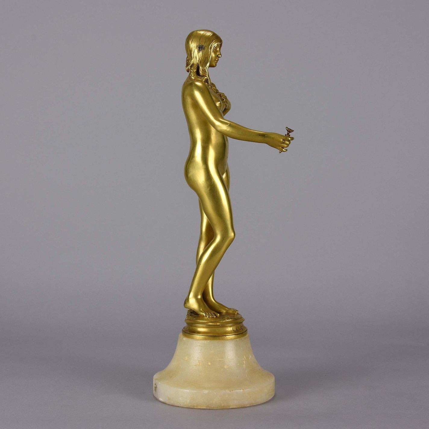 French Art Nouveau Gilt Bronze Figure 