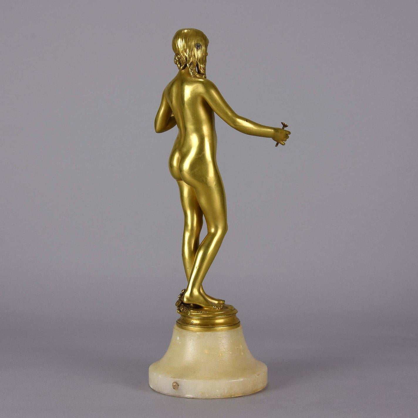 Late 19th Century French Art Nouveau Gilt Bronze Figure 