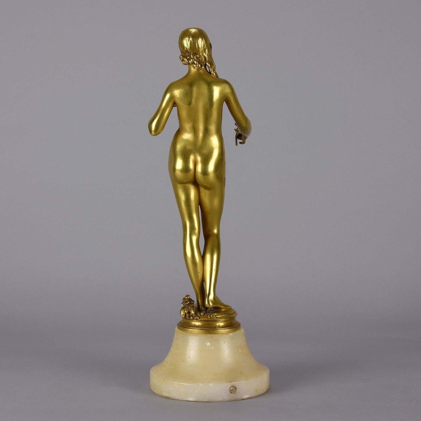 French Art Nouveau Gilt Bronze Figure 