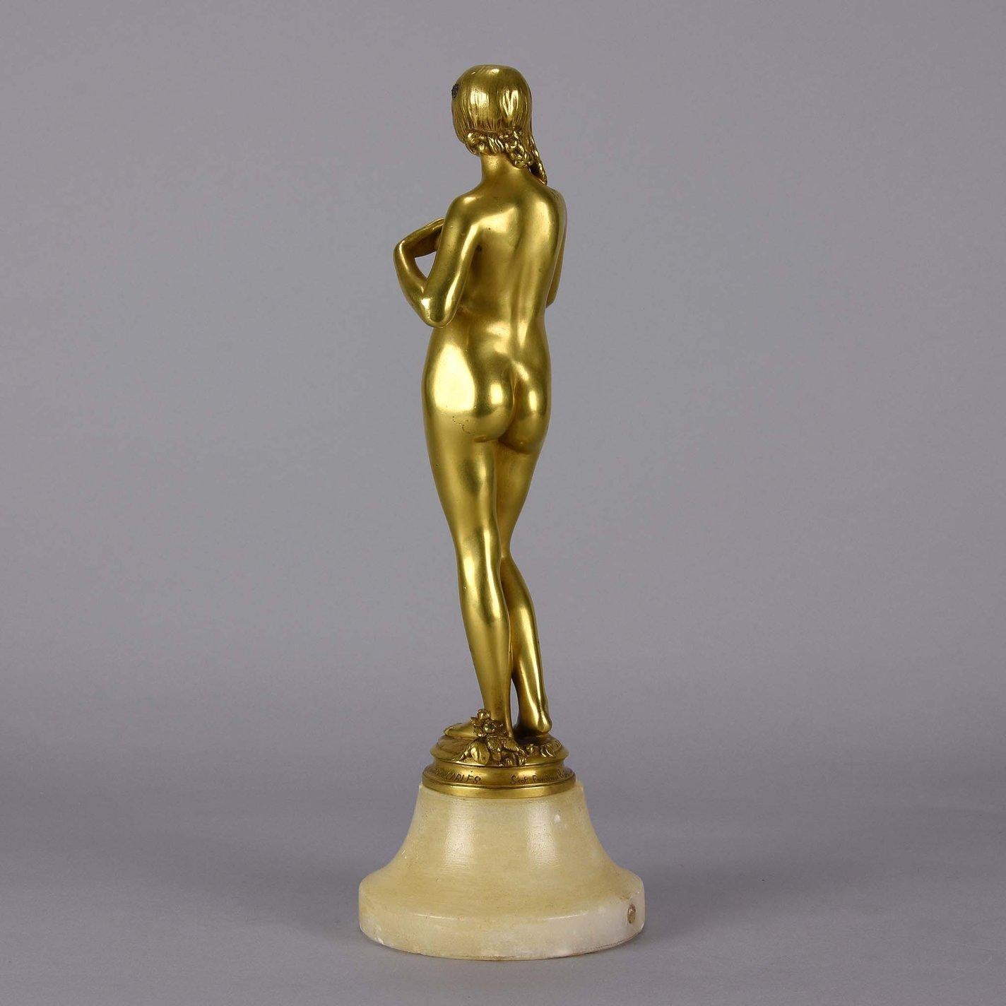 French Art Nouveau Gilt Bronze Figure 