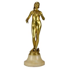 French Art Nouveau Gilt Bronze Figure "Le Jeunesse" by Antonin Carles