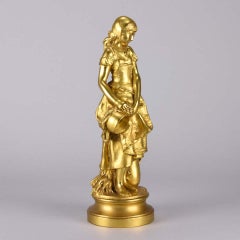 French Art Nouveau Gilt Bronze 'La Jeune Femme' by Adrien Gaudez