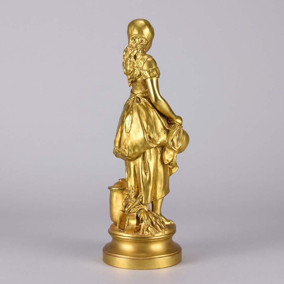 French Art Nouveau Gilt Bronze 'La Jeune Femme' by Adrien Gaudez In Excellent Condition In London, GB