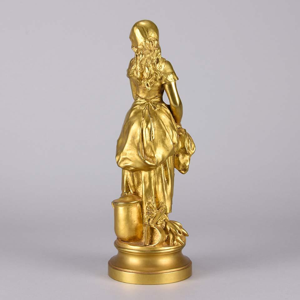 Early 20th Century French Art Nouveau Gilt Bronze 'La Jeune Femme' by Adrien Gaudez