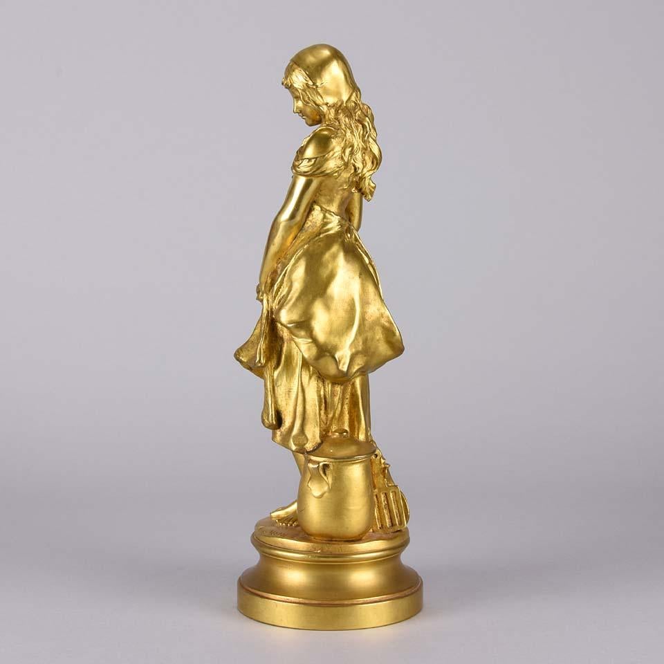 French Art Nouveau Gilt Bronze 'La Jeune Femme' by Adrien Gaudez 2