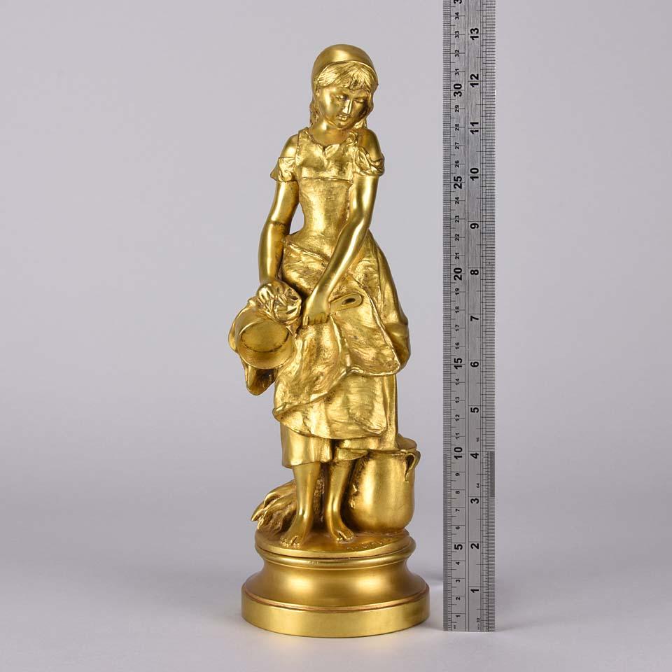 French Art Nouveau Gilt Bronze 'La Jeune Femme' by Adrien Gaudez 5