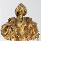 French Art Nouveau Gilt Bronze Sculpture by Agathon Léonard